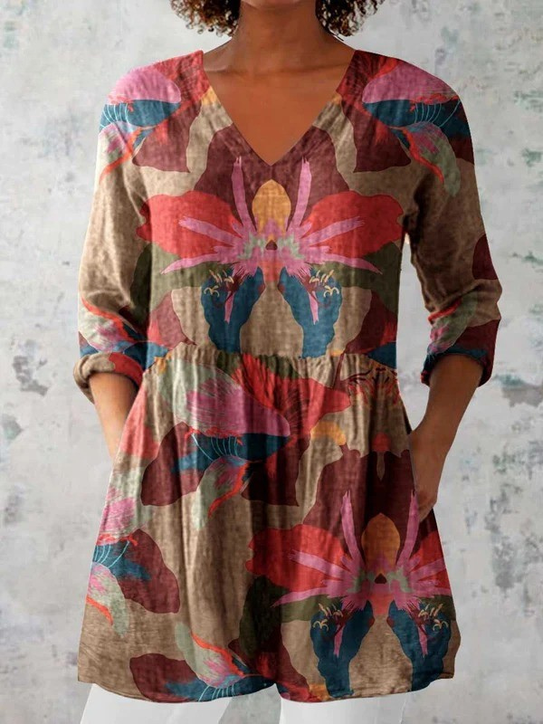 Sarah | Blouse longue avec décolleté en V