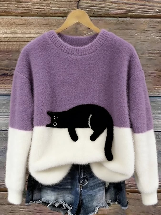 Belinda - Pull Oversized avec Motif de Chat