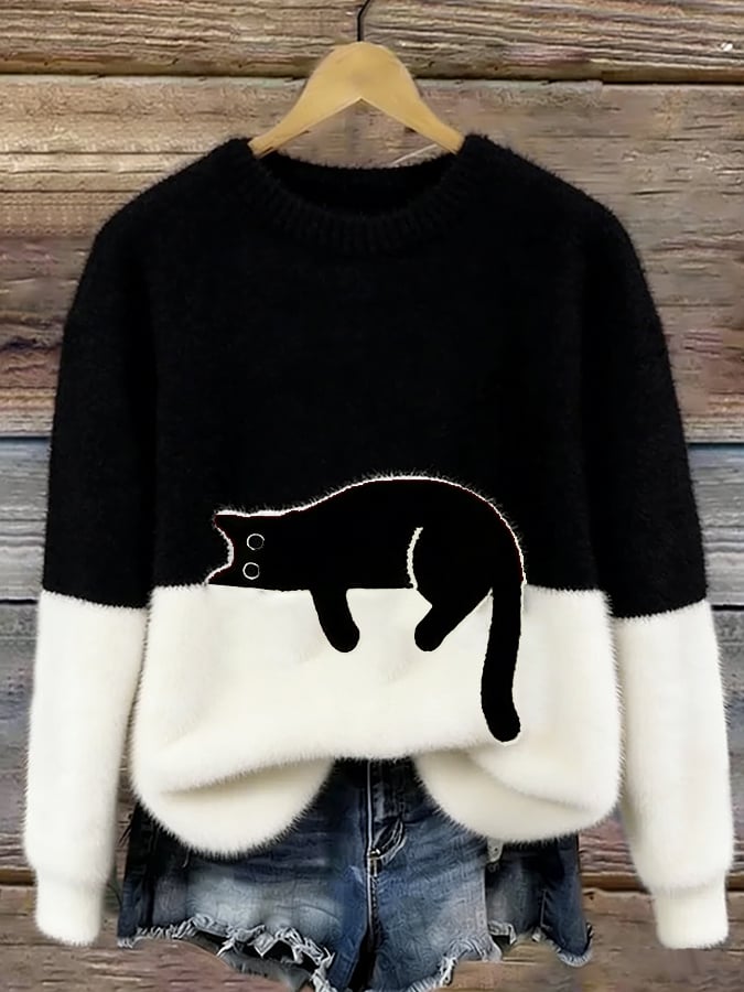 Belinda - Pull Oversized avec Motif de Chat
