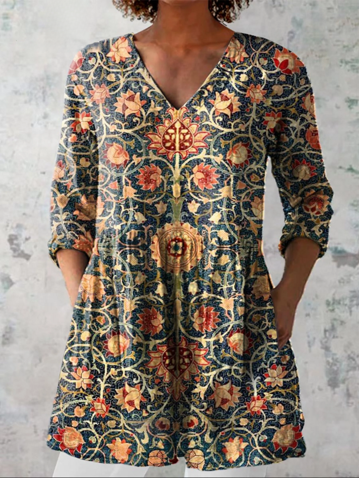 Céline | Blouse longue avec décolleté en V