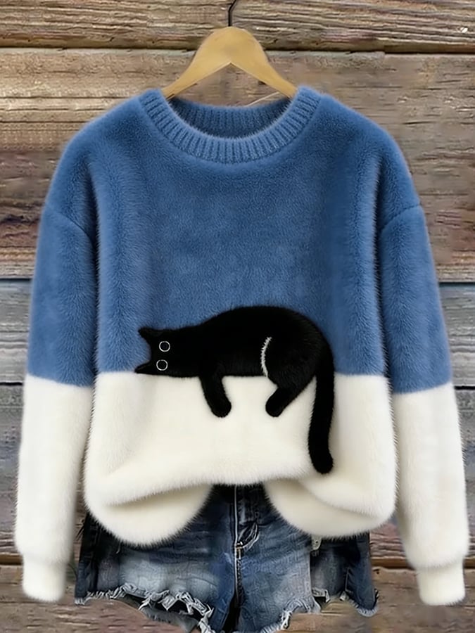 Belinda - Pull Oversized avec Motif de Chat