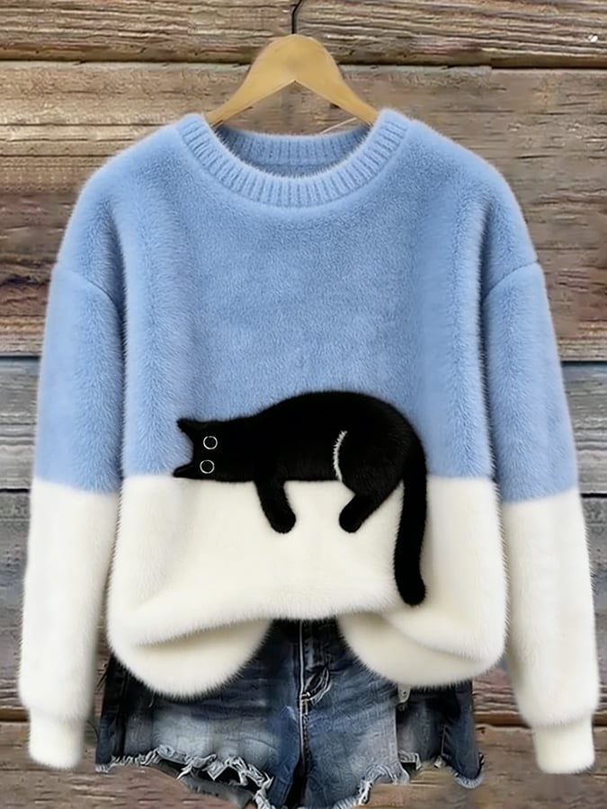 Belinda - Pull Oversized avec Motif de Chat
