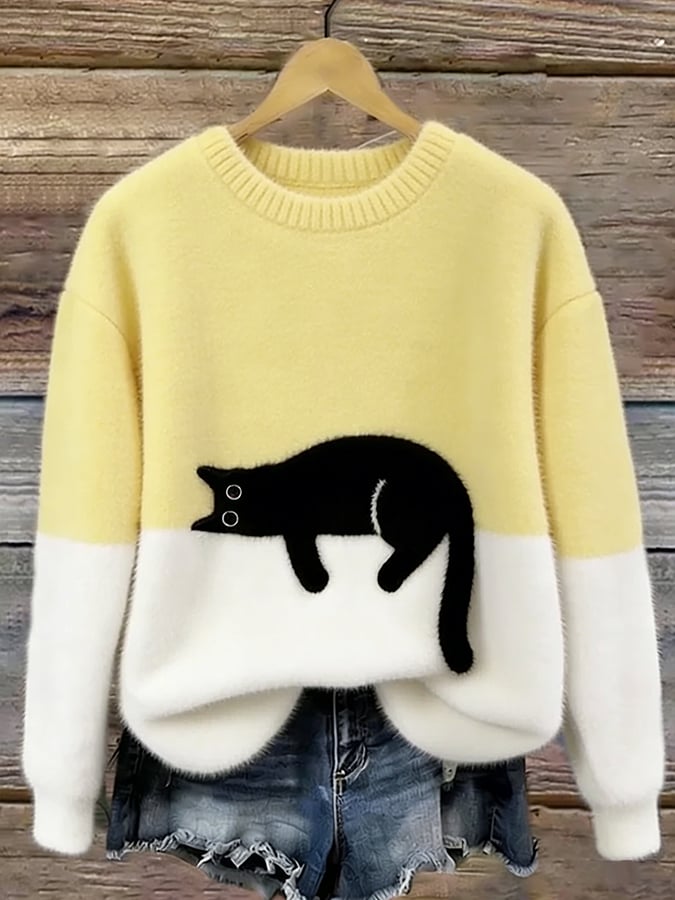 Belinda - Pull Oversized avec Motif de Chat