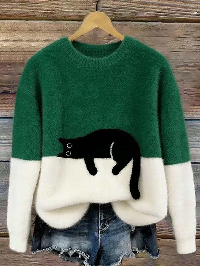Belinda - Pull Oversized avec Motif de Chat