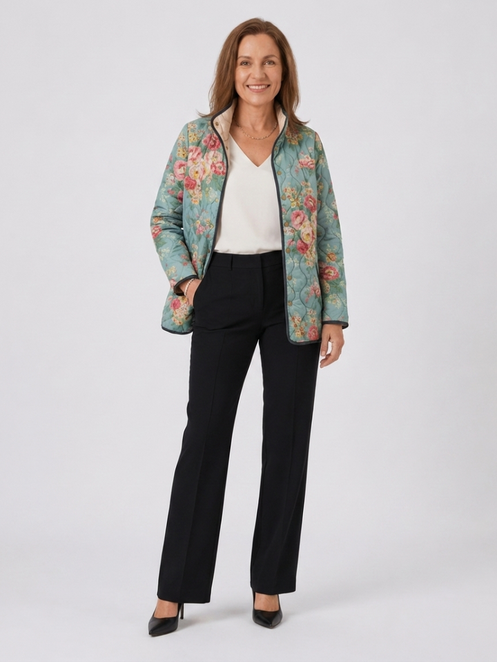 AVELOIRE | Veste matelassée Roses Céladon Mathilde