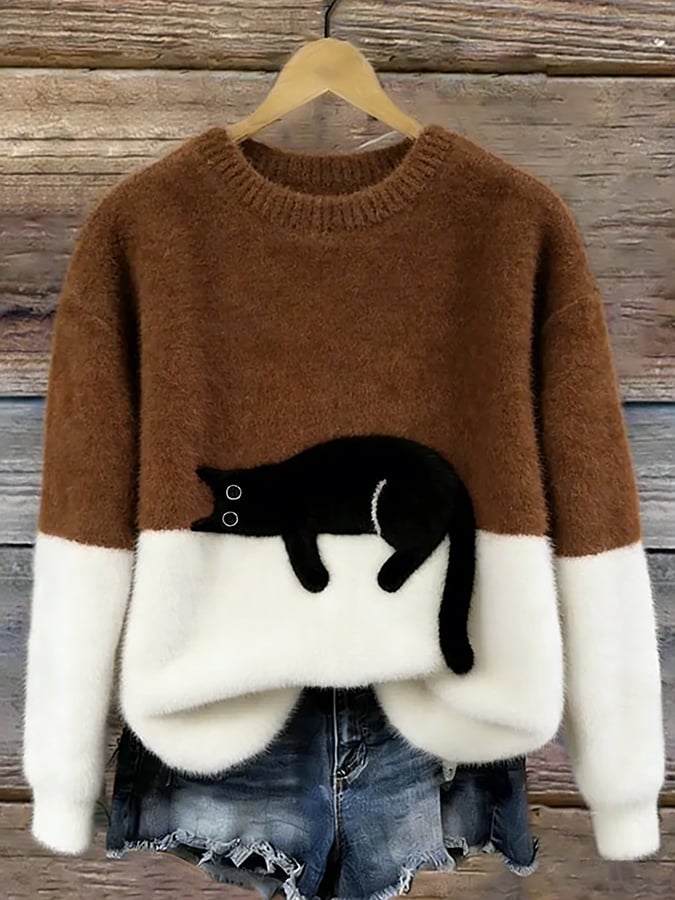 Belinda - Pull Oversized avec Motif de Chat