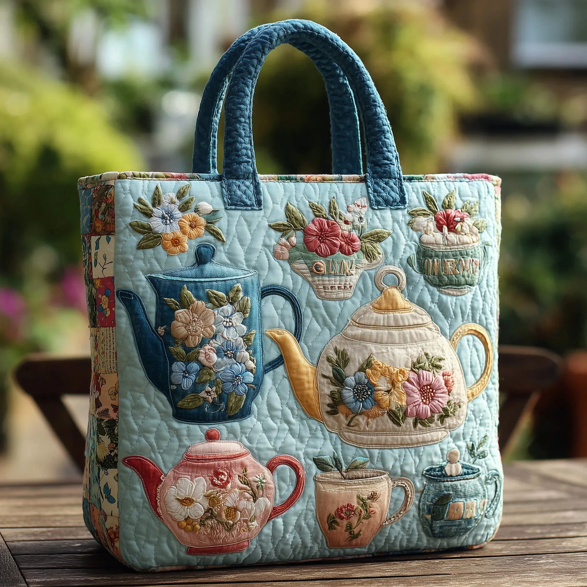 Sac fourre-tout rembourré avec fleurs