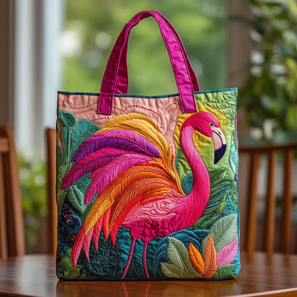 Sac fait main avec flamant rose