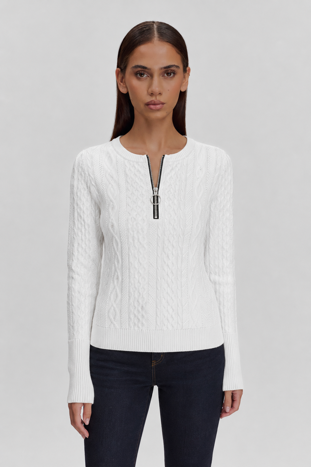 Ida | Pull à demi-zip en motif torsadé