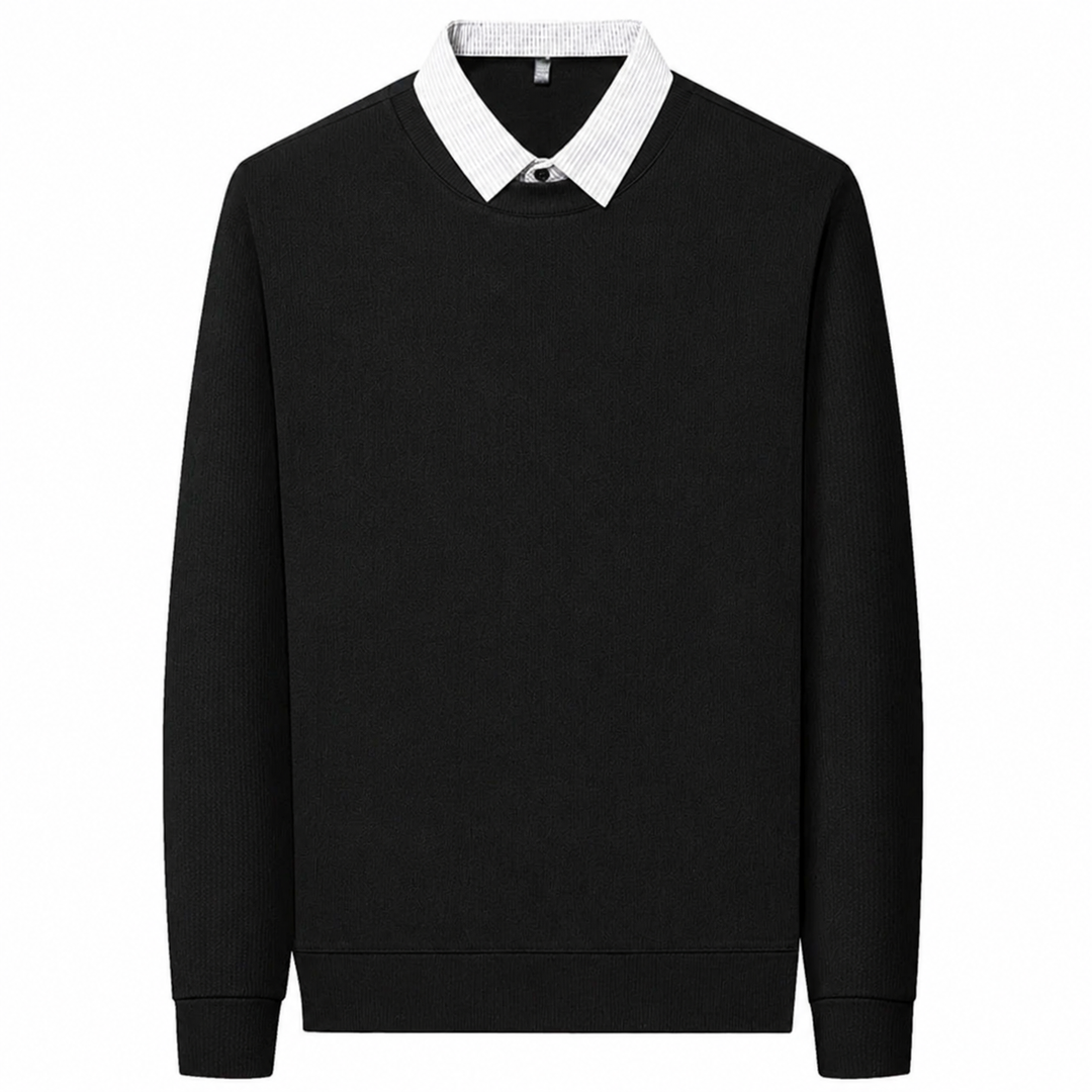 Pull pour hommes en look chemise avec col contrasté et manches longues | Aveloire Paris