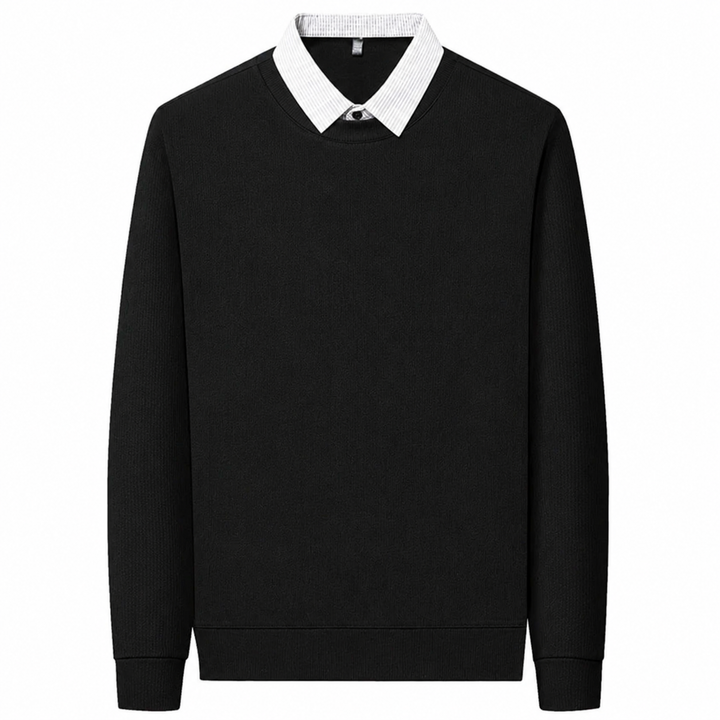 Pull pour hommes en look chemise avec col contrasté et manches longues | Aveloire Paris