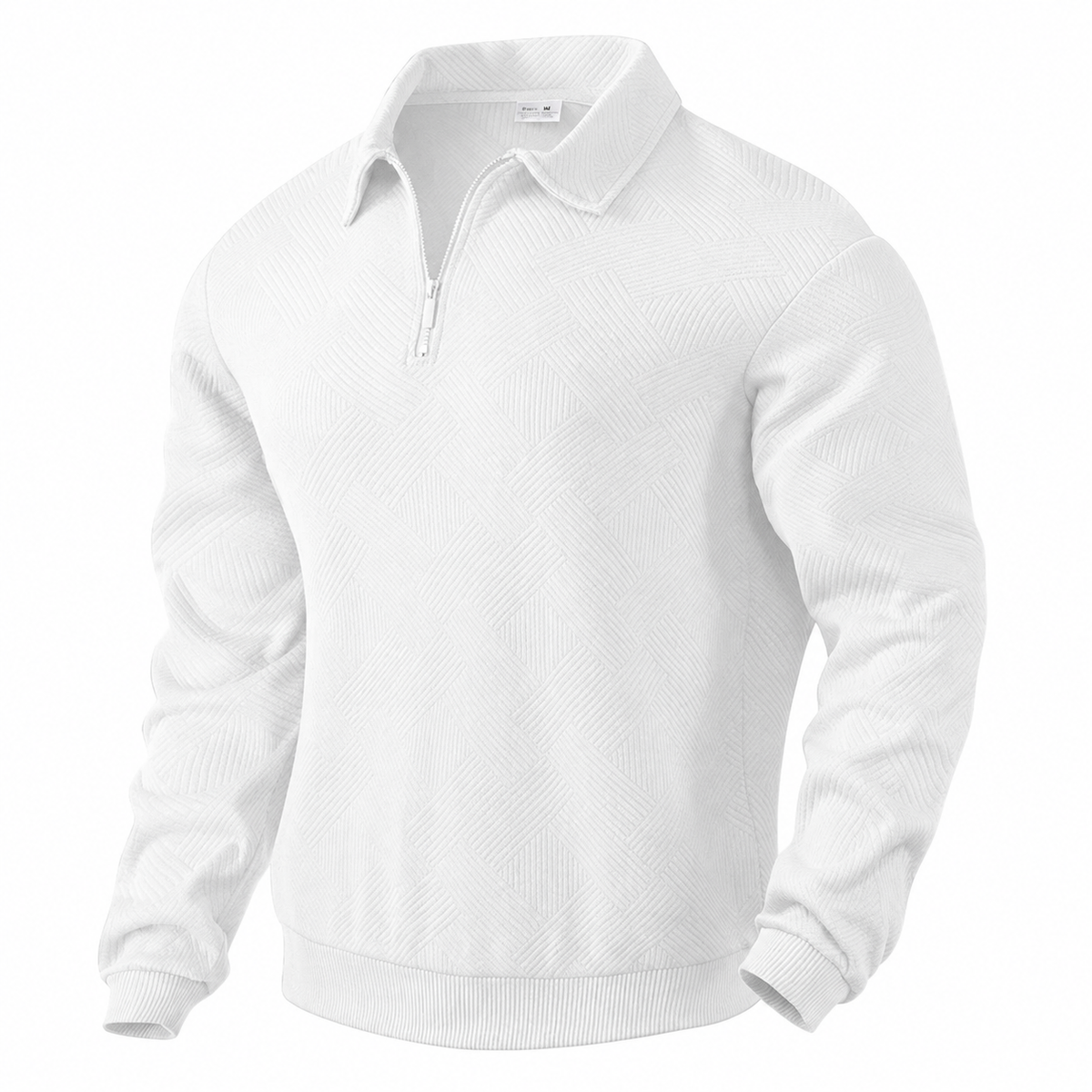 Pull en maille pour hommes avec col polo, motif texturé et fermeture éclair | Valcor Zürich