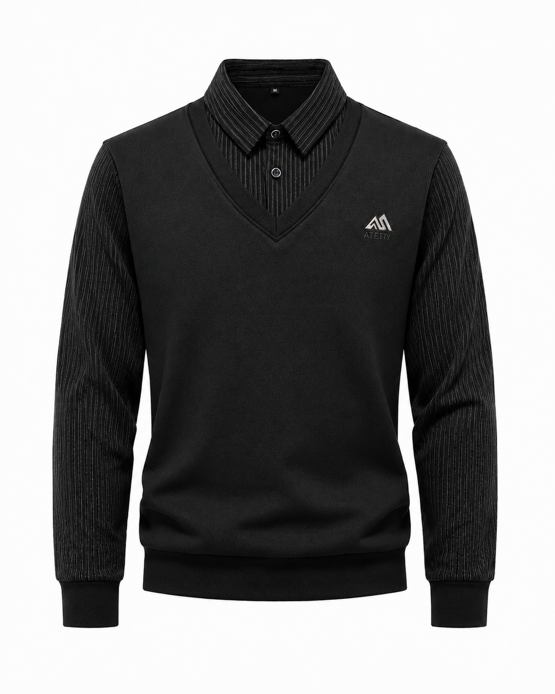 Pull 2-en-1 pour hommes avec col de chemise et décolleté en V | Valcor Zürich