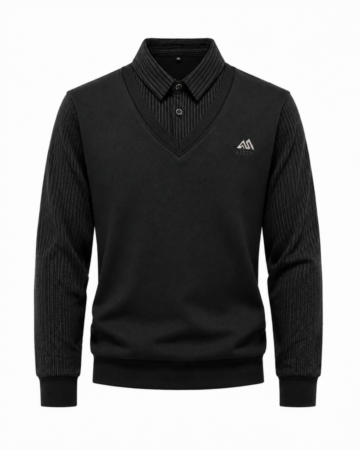 Pull 2-en-1 pour hommes avec col de chemise et décolleté en V | Aveloire Paris