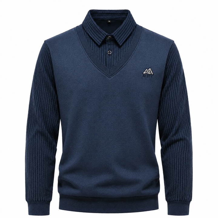 Pull 2-en-1 pour hommes avec col de chemise et décolleté en V | Aveloire Paris