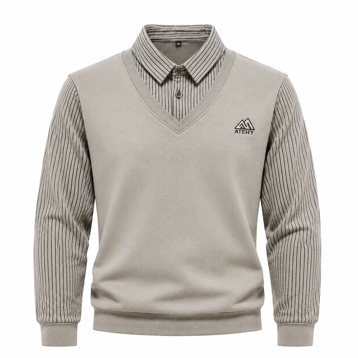 Pull 2-en-1 pour hommes avec col de chemise et décolleté en V | Valcor Zürich