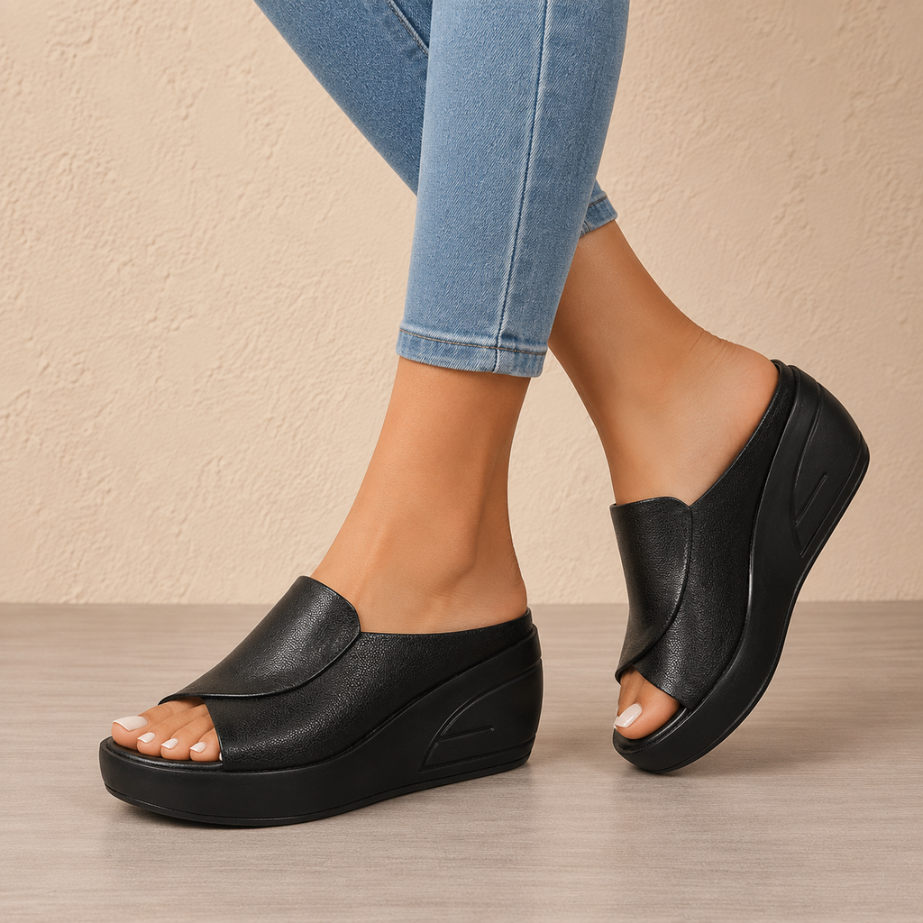 Eliza | Sandales orthopédiques à talon compensé à enfiler