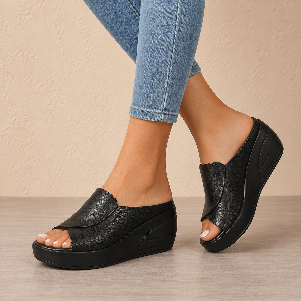 Eliza | Sandales orthopédiques à talon compensé à enfiler