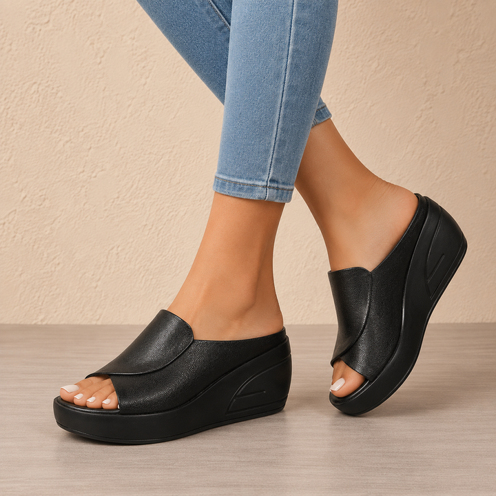 Eliza | Sandales orthopédiques à talon compensé à enfiler