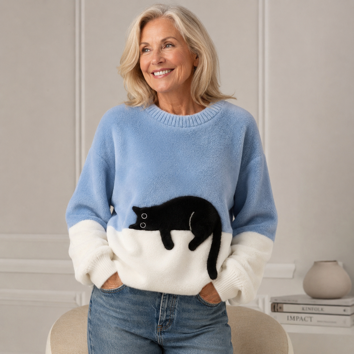 Belinda - Pull Oversized avec Motif de Chat