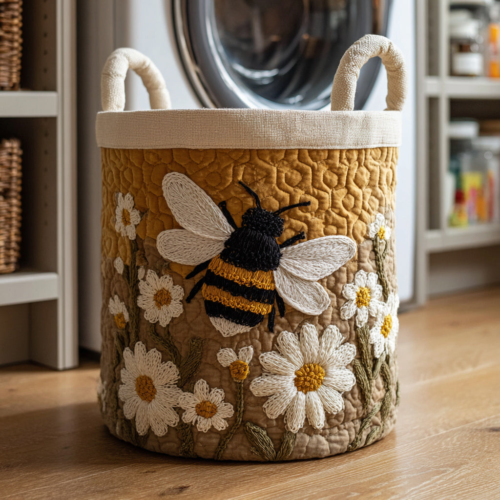 Idonea™ | Panier à Linge Matelassé Daisy Bee