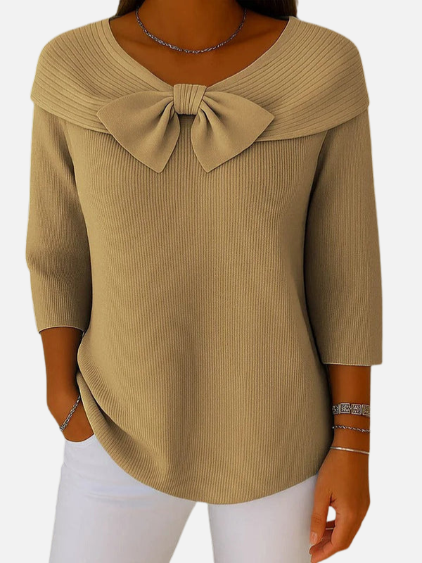 Lene | Blouse en tricot côtelé élégante avec nœud