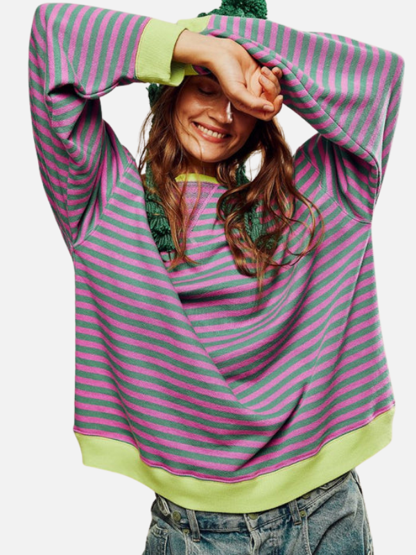 Lene | Sweatshirt Oversized Rayé Multicolore