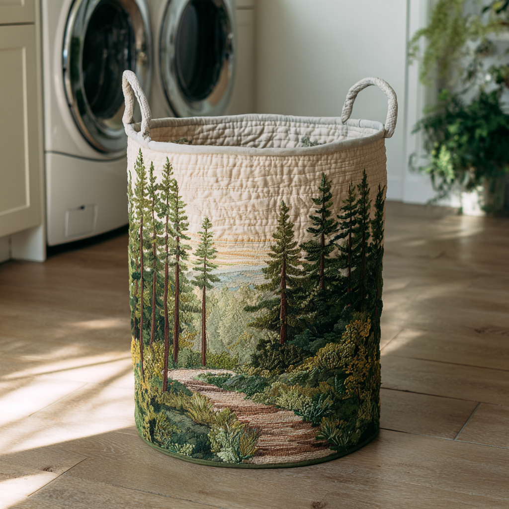 Olwen™ | Panier à linge matelassé Forêt