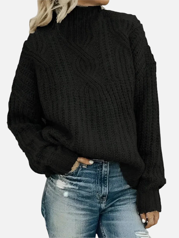 Mette | Pull en maille à col montant en torsades