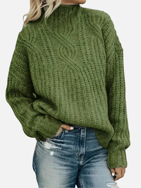 Mette | Pull en maille à col montant en torsades
