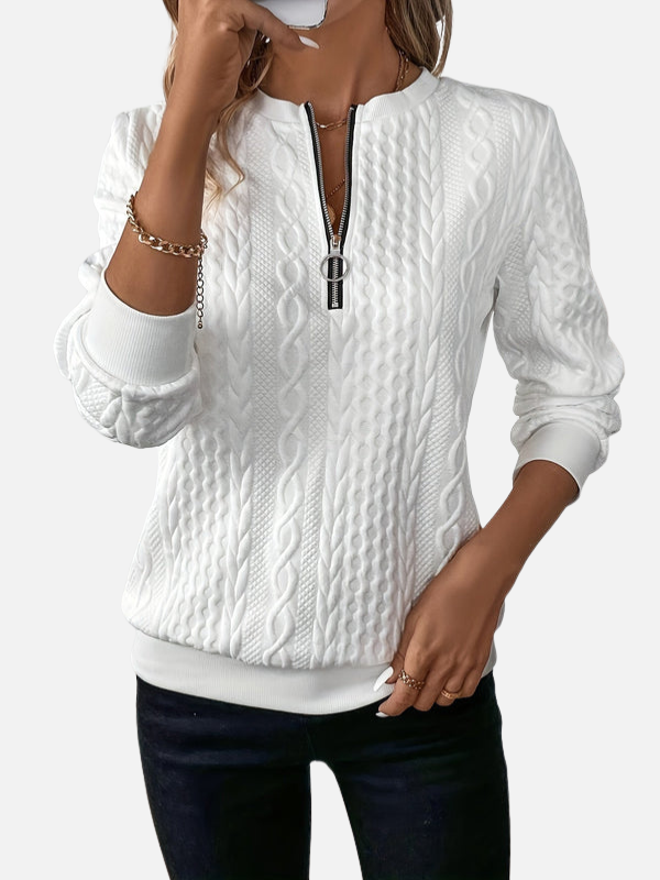 Ida | Pull à demi-zip en motif torsadé
