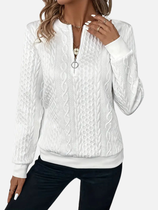 Ida | Pull à demi-zip en motif torsadé