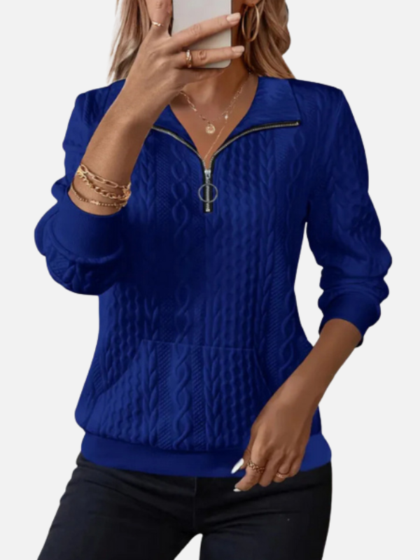 Ida | Pull à demi-zip en motif torsadé