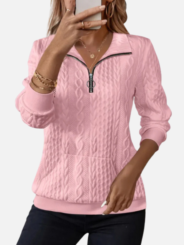 Ida | Pull à demi-zip en motif torsadé