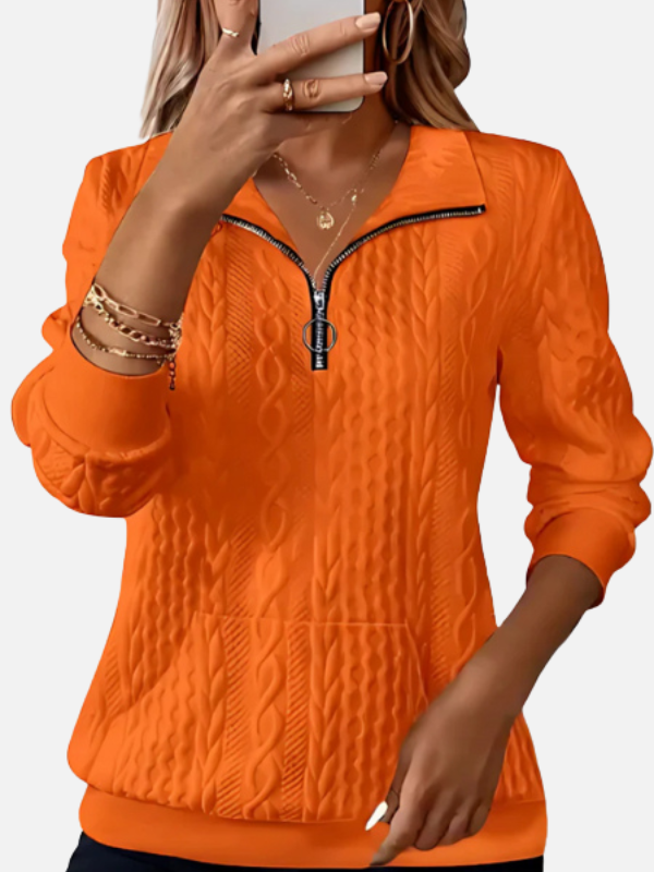 Ida | Pull à demi-zip en motif torsadé