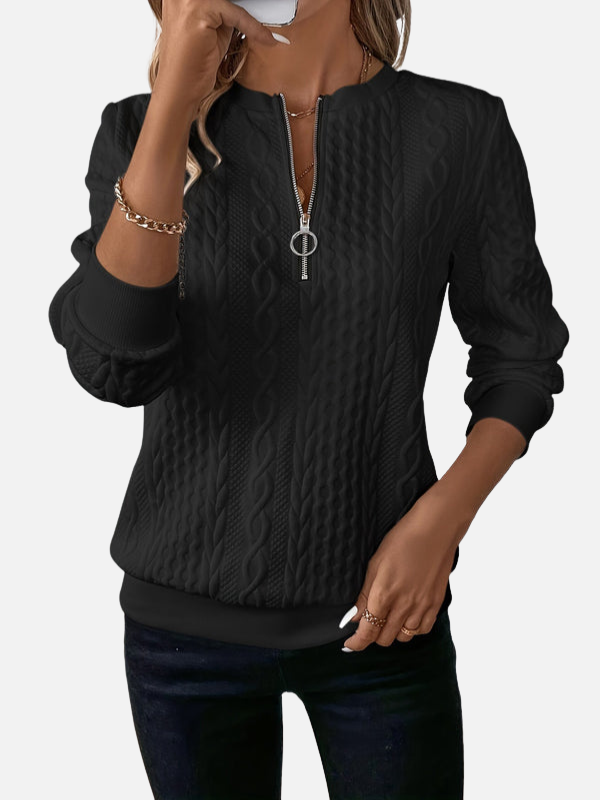 Ida | Pull à demi-zip en motif torsadé