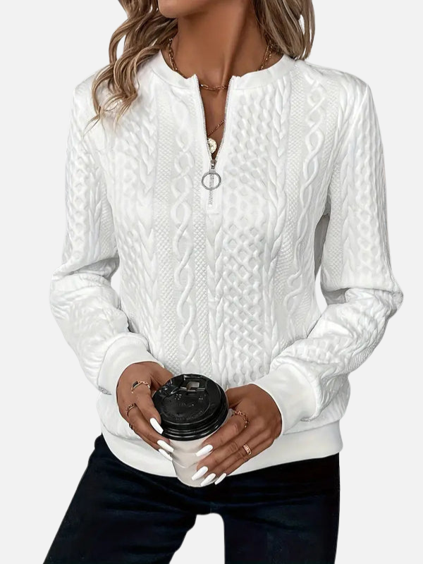 Ida | Pull à demi-zip en motif torsadé