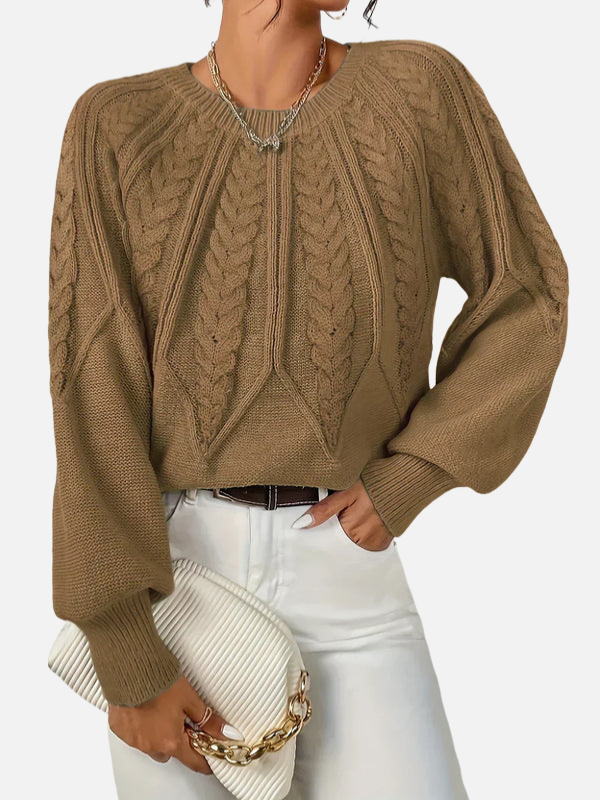 Mette | Pull en maille torsadée avec col rond
