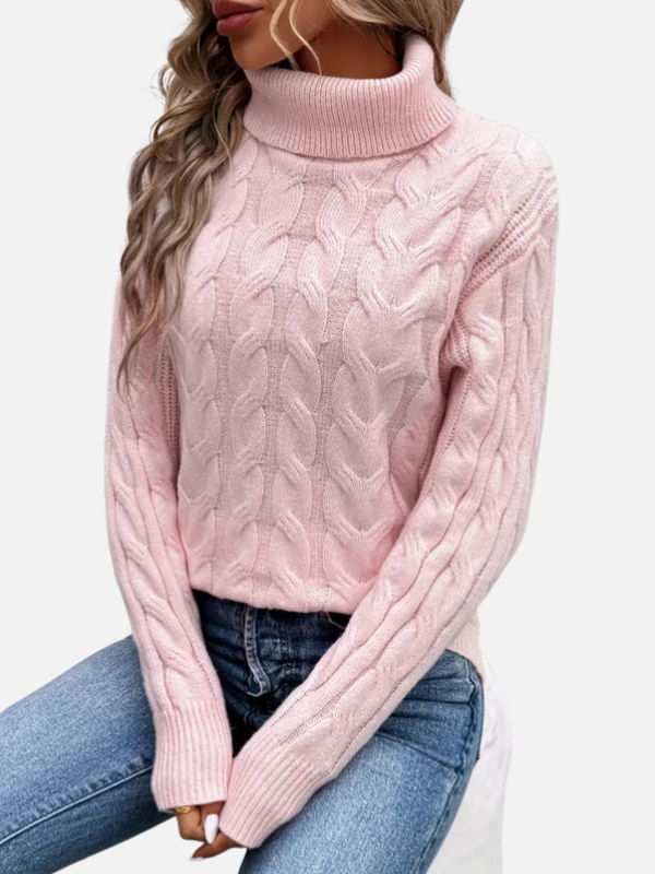 Kirsten | Pull en tricot torsadé avec col roulé – Femme
