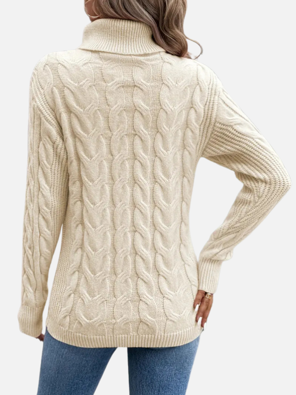 Kirsten | Pull en tricot torsadé avec col roulé – Femme