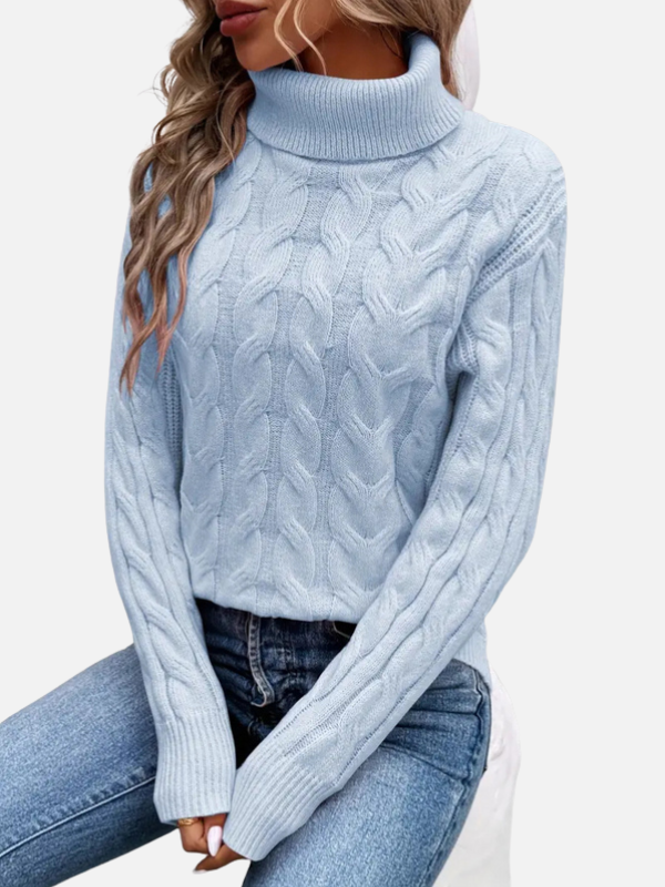 Kirsten | Pull en tricot torsadé avec col roulé – Femme