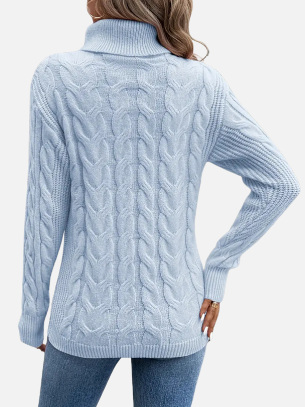 Kirsten | Pull en tricot torsadé avec col roulé – Femme