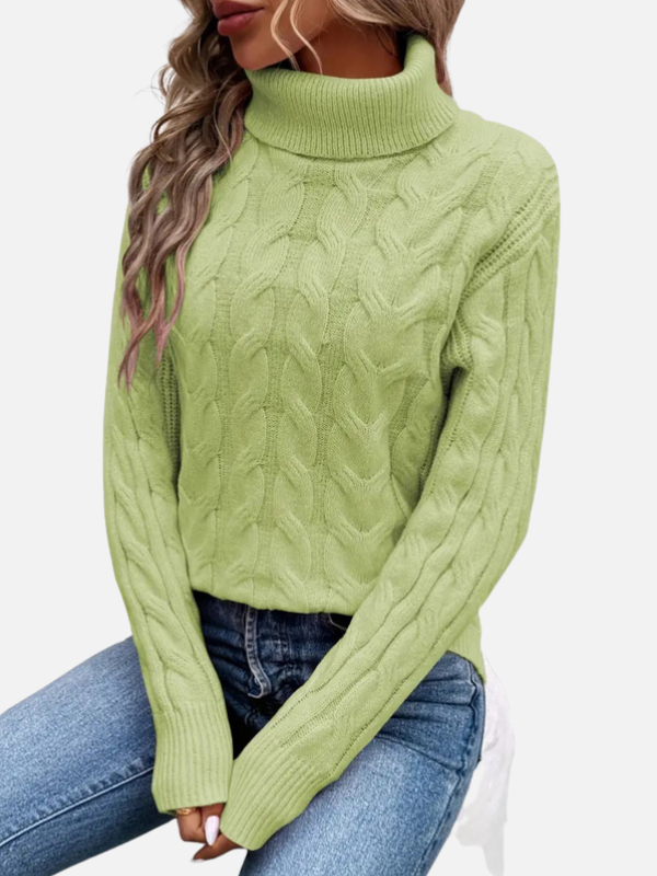 Kirsten | Pull en tricot torsadé avec col roulé – Femme