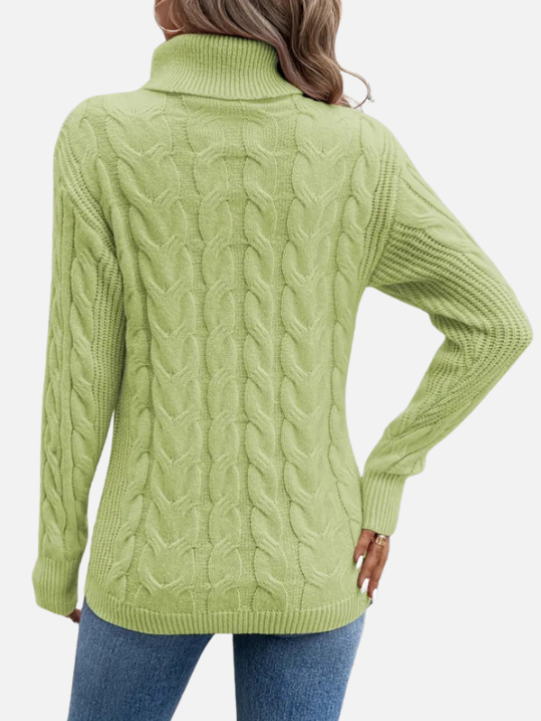 Kirsten | Pull en tricot torsadé avec col roulé – Femme