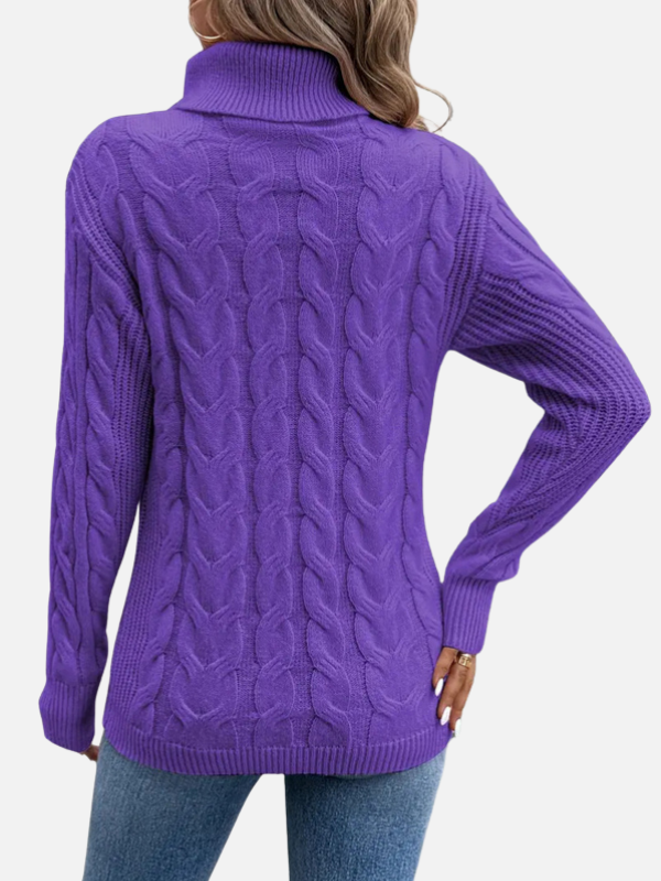 Kirsten | Pull en tricot torsadé avec col roulé – Femme