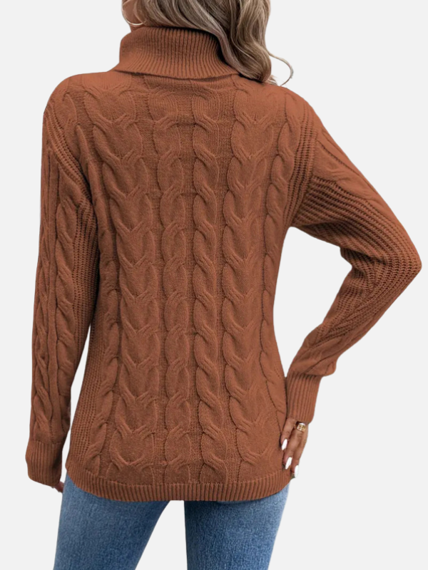 Kirsten | Pull en tricot torsadé avec col roulé – Femme