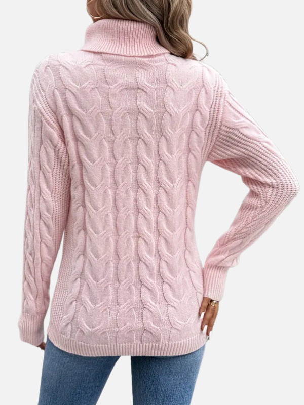 Kirsten | Pull en tricot torsadé avec col roulé – Femme