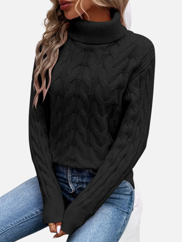 Kirsten | Pull en tricot torsadé avec col roulé – Femme