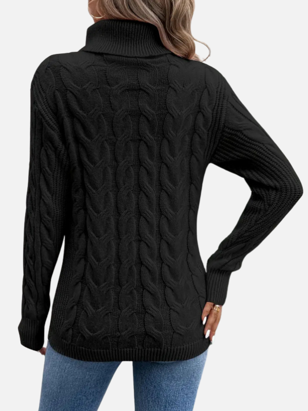Kirsten | Pull en tricot torsadé avec col roulé – Femme
