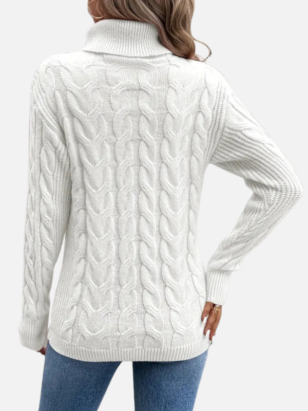 Kirsten | Pull en tricot torsadé avec col roulé – Femme